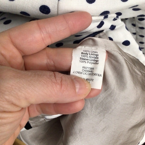 J Crew schoolboy blazer jacket women 00 blue white polka dot linen career classy - Picture 9 of 12